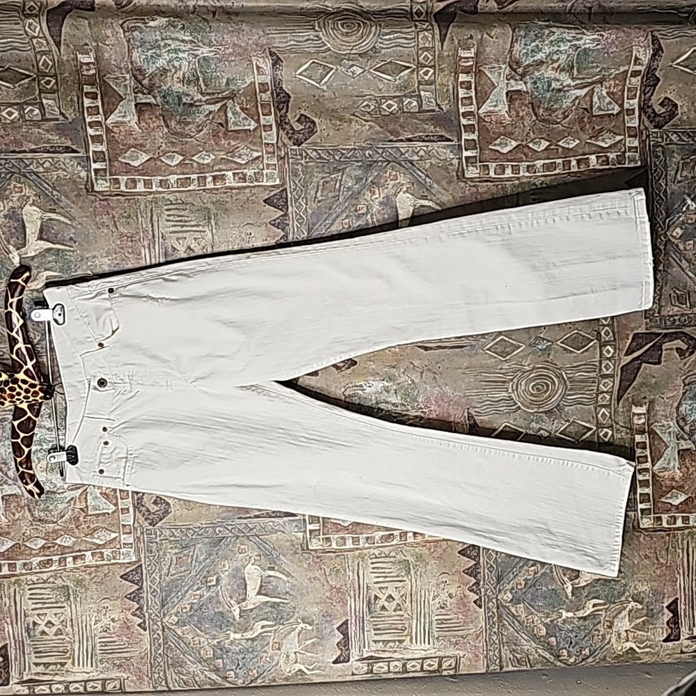 Lucky Brand Dungarees Easy Rider white stretch button fly jeans Made in USA